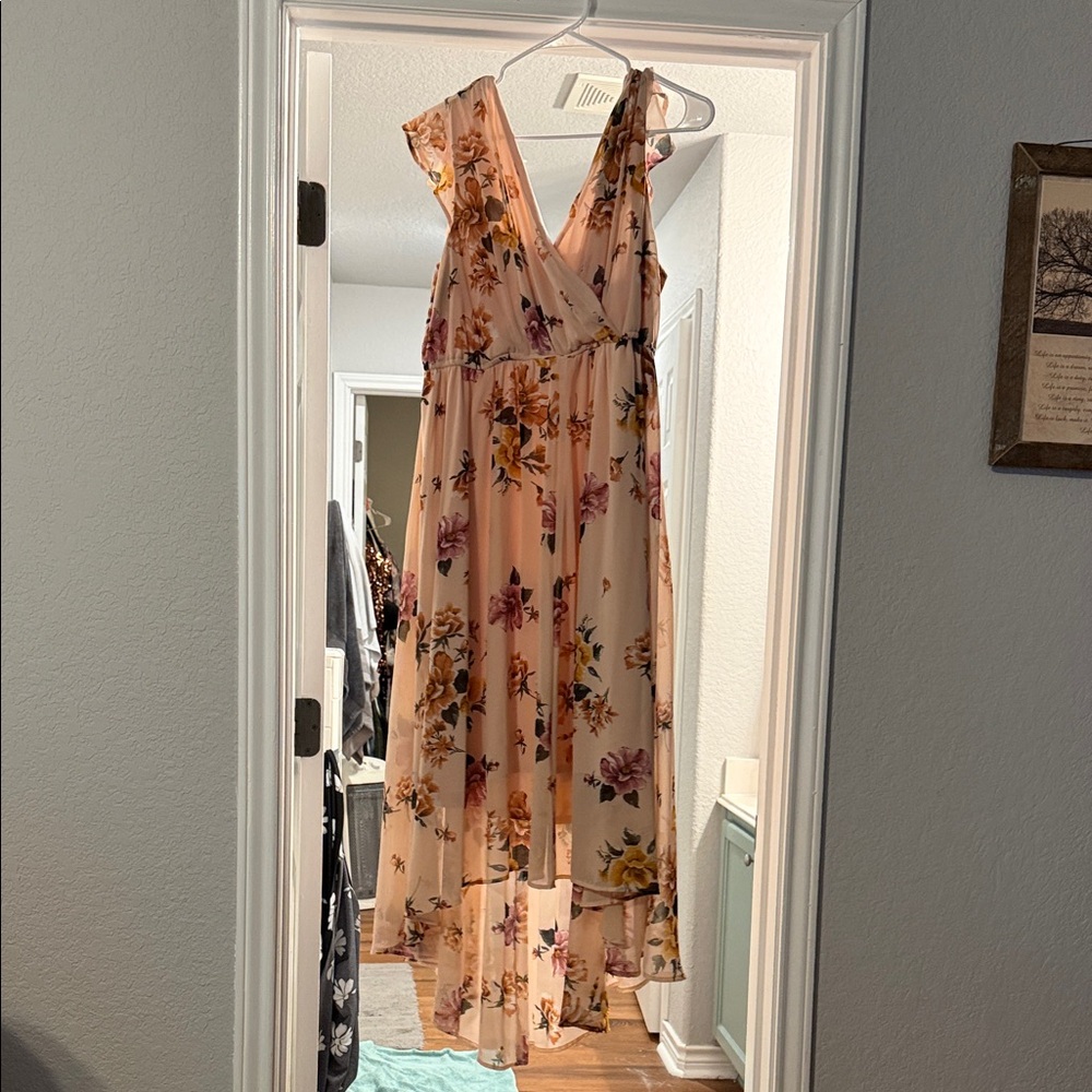 Elegant Floral High-Low Dress